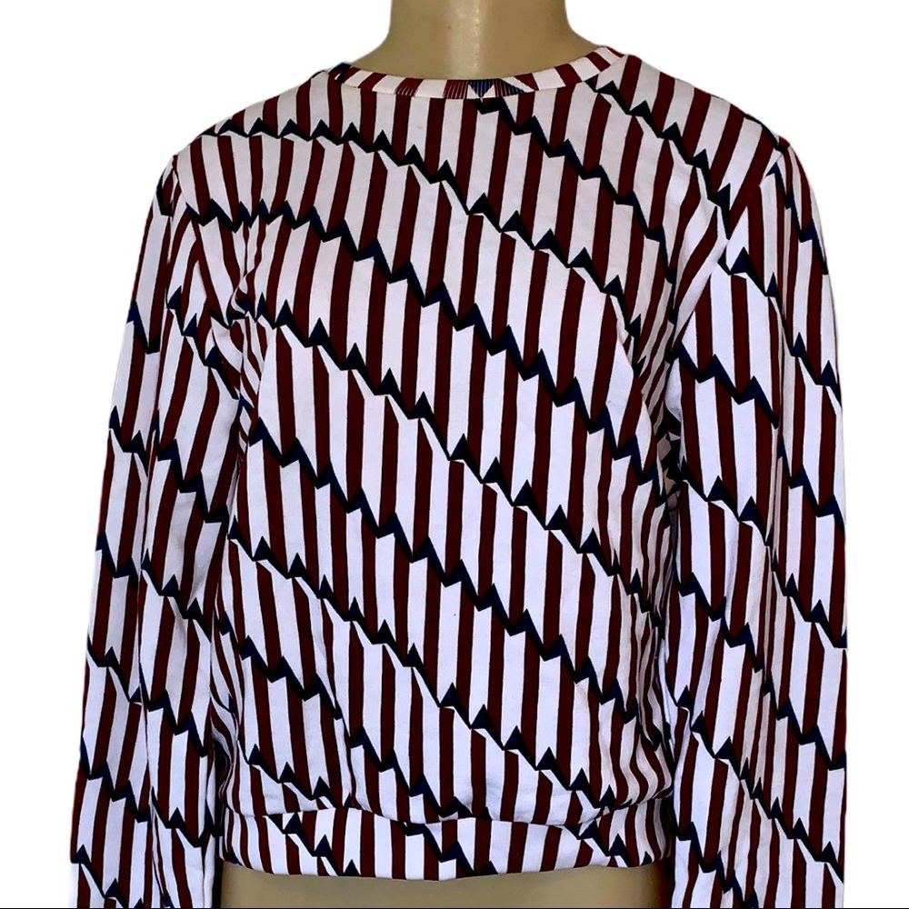 Eleven Paris Bold Asymmetrical Striped Pullover Cut Out Sweatshirt Top